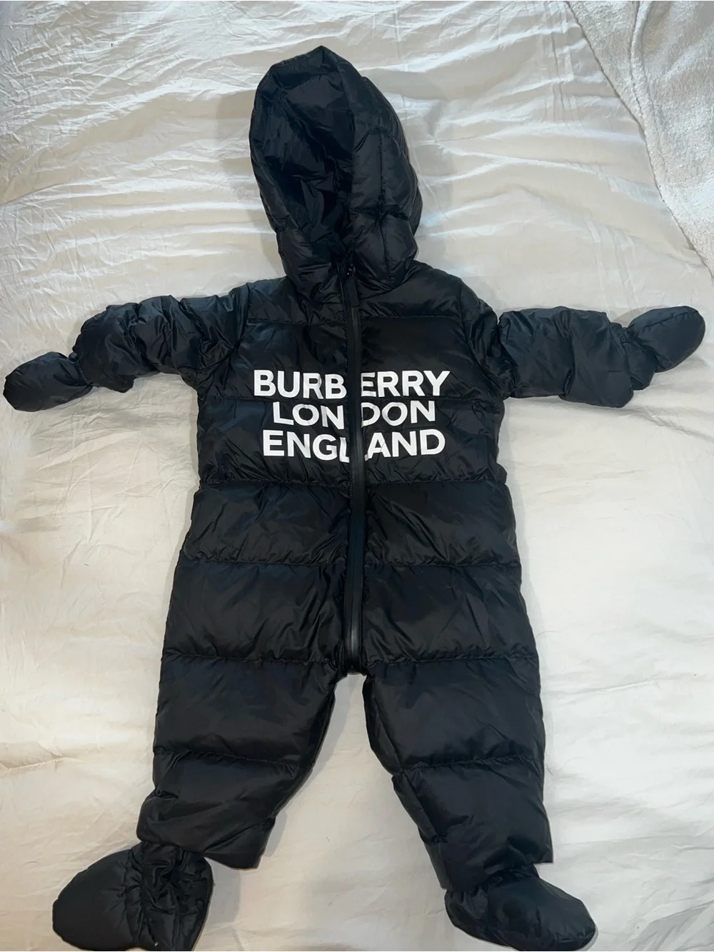 Burberry Black Baby Puffer Jacket with White Logo Patch